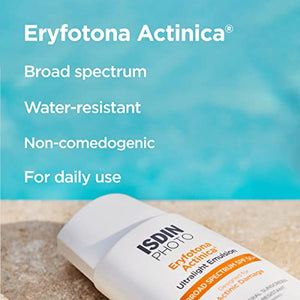 ISDIN Eryfotona Actinica Zinc Oxide and 100% Mineral Sunscreen Broad Spectrum SPF 50+, No White Cast, Suitable for Sensitive Skin, 3.4 Fl Oz - MoreHair City Beauty Products