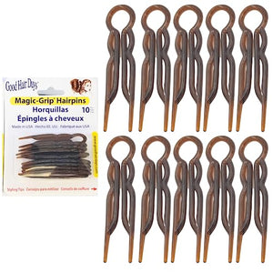 Good Hair Days Hair Pins - Plastic, U-shaped Magic Grip Hairpins, Strong Durable Pins For Fine, Thick & Long Hair, Hair Styling Accessories, Set of 10 (Tortoise Shell) - MHC Beauty Products