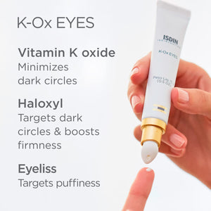 ISDIN K-Ox Under-Eye Brightening Cream for Puffiness and Dark Circles with Anti-Aging Benefits, Vitamin K and Hyaluronic Acid, visible results in 28 days of usage - MoreHair City Beauty Products