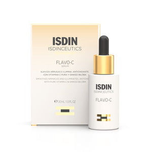 ISDIN Flavo-C Vitamin C and Antioxidant Anti-Aging Benefits Serum, Increases Skin Brightness, Elasticity and Texture, 1 Fl. Oz - MoreHair City Beauty Products