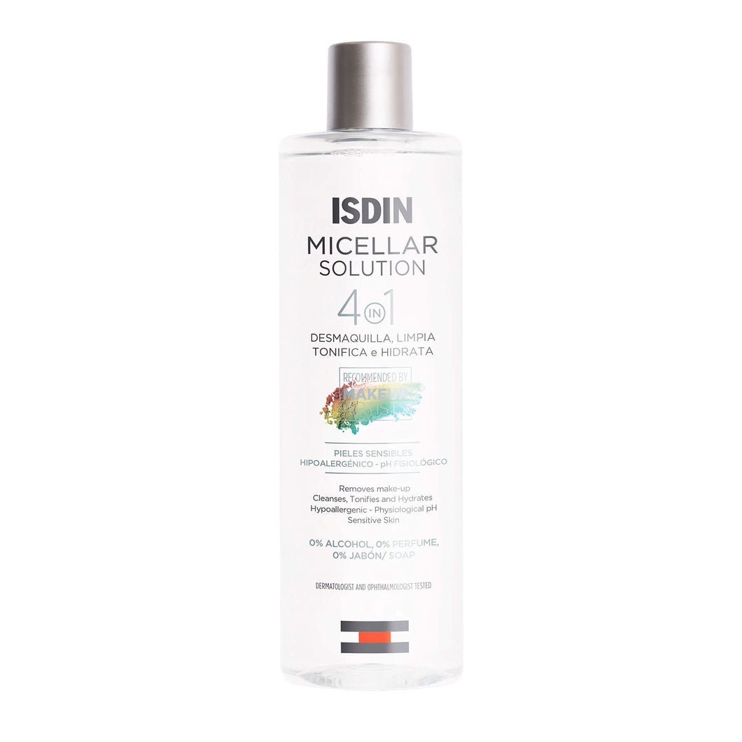 ISDIN Micellar Solution, 4 in 1 Makeup Remover, Cleanser, Hydrating Toner - Suitable for Sensitive Skin, 13.5 Fl. Oz - MoreHair City Beauty Products