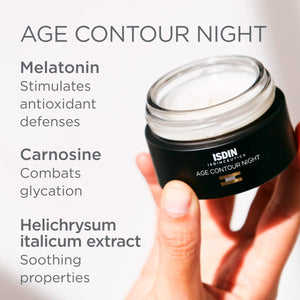 ISDIN Age Contour Night Face and Neck Cream with Melatonin and Peptides, 1.8 Oz - MoreHair City Beauty Products