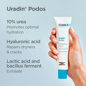 ISDIN Foot Care Cream, Uradin Podos Gel Oil, Repairs and Hydrates Dry and Cracked Feet, 10% Urea, Fast Absorbing, Dermatologically Tested, 2.5 Fl Oz - MoreHair City Beauty Products