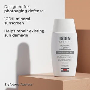 ISDIN Eryfotona Ageless Tinted Mineral Sunscreen for Face, SPF 50 Zinc Oxide Formula Helps Repair Sun Damage, 1.7 Fl.Oz. Travel-Size Tube, Water Resistant and Non-comedogenic - MoreHair City Beauty Products