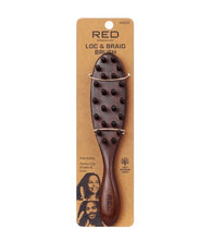 Red Premium Loc & Braid wooden brush and comb