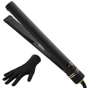 Hot Tools Pro Artist Black Gold Evolve Ionic Salon Hair Flat Iron | Long-Lasting Finish for Straightening Hair, (1 in) - MoreHair City Beauty Products