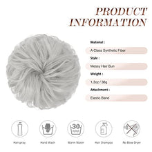 FESHFEN Messy Bun Hair Piece Hair Bun Scrunchies Synthetic Light Silver Grey Wavy Chignon Ponytail Hair Piece Thick Updo Hairpieces for Women Girls 1PCS - MoreHair City Beauty Products