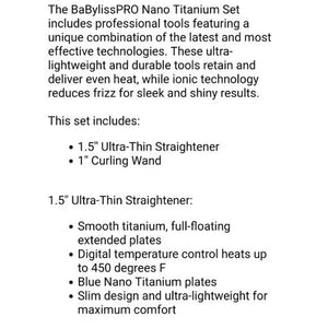 BaBylissPRO - Special Edition Nano Titanium Flat Iron 1.5 Inch with FREE Wand - MoreHair City Beauty Products